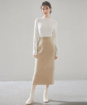 裏起毛タイトニットスカートsdp8041 ベージュ