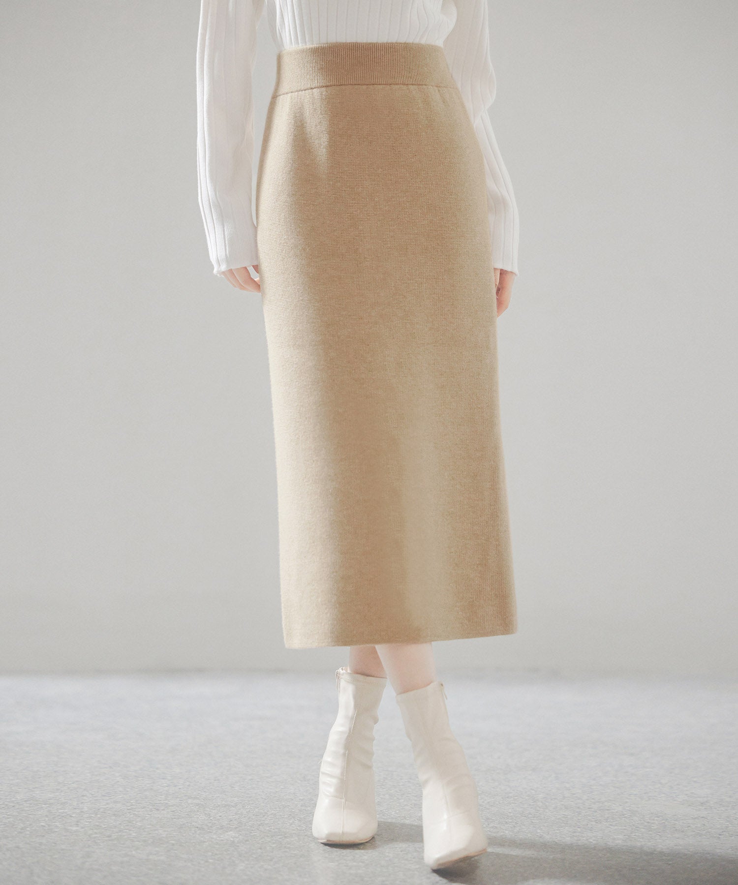 裏起毛タイトニットスカートsdp8041 ベージュ