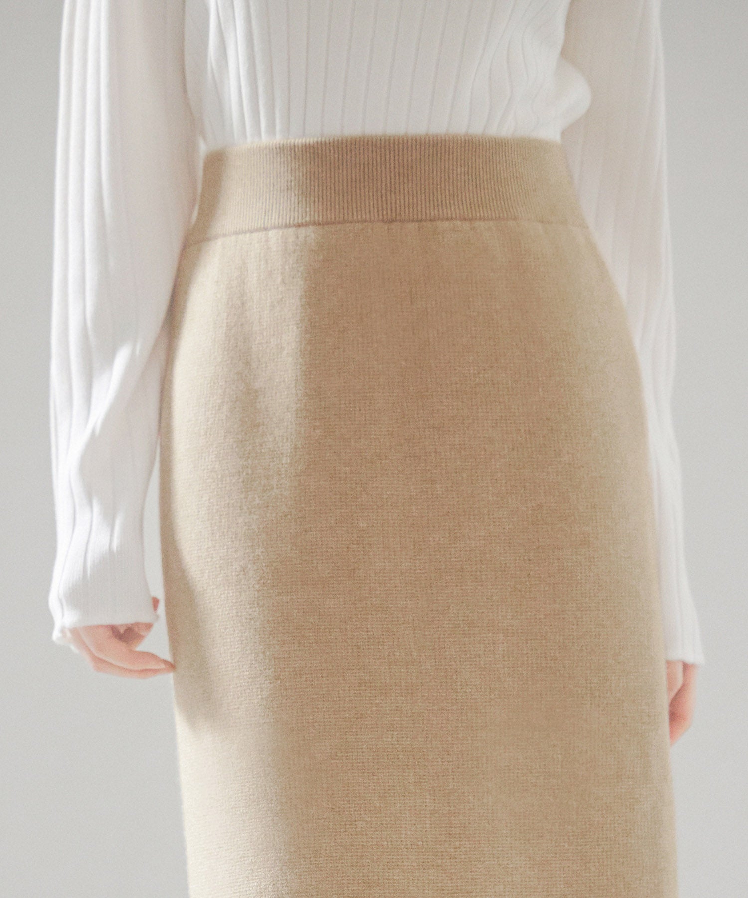 裏起毛タイトニットスカートsdp8041 ベージュ