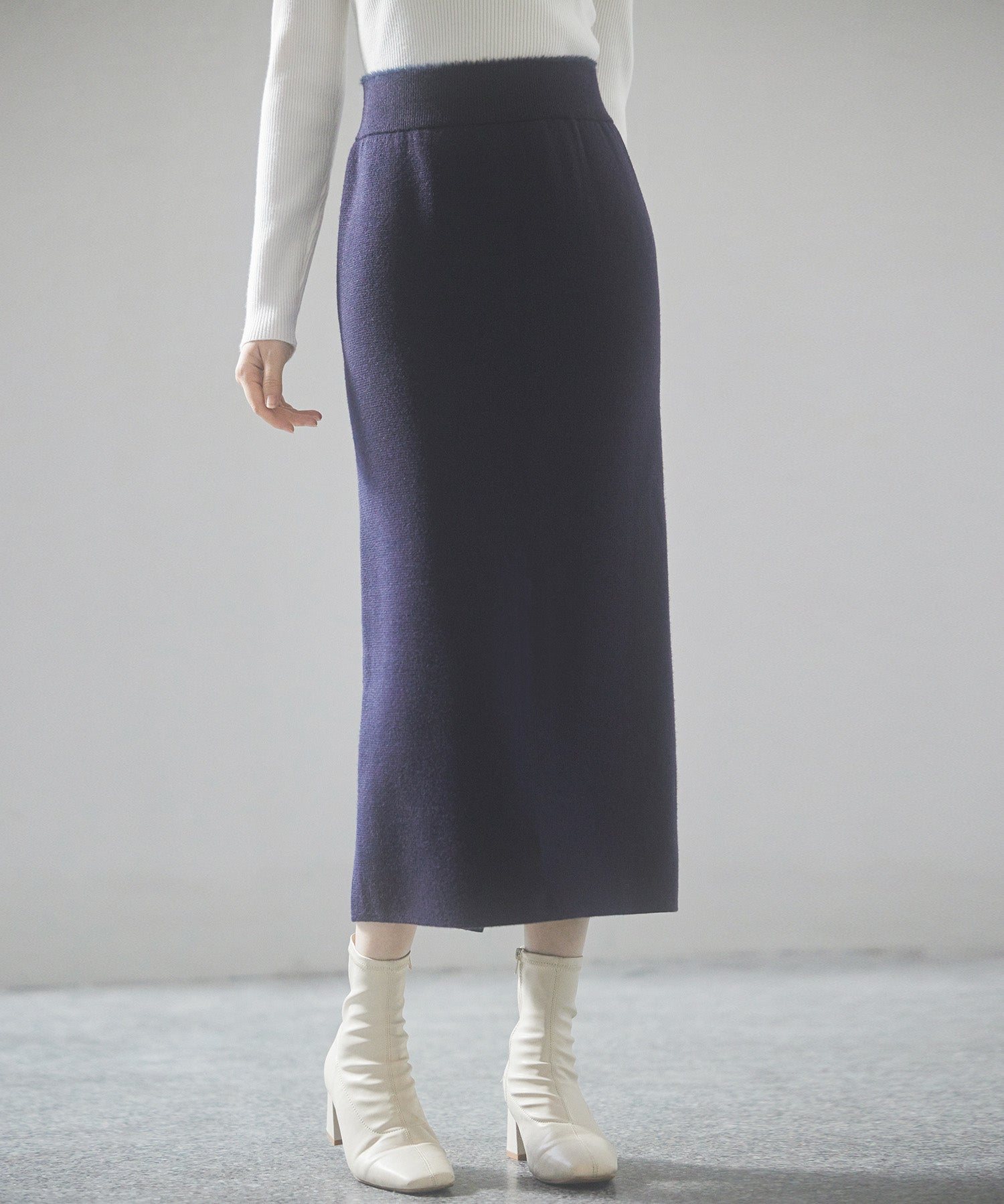 裏起毛タイトニットスカートsdp8041 ネイビー