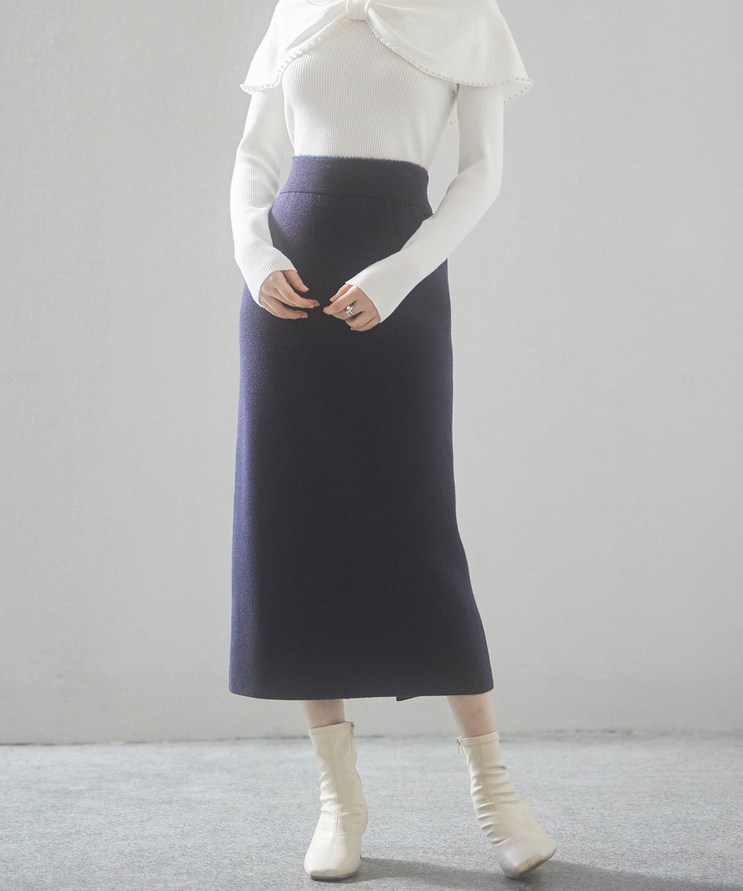 裏起毛タイトニットスカートsdp8041 ネイビー