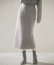 予約販売12月中旬発送　裏起毛タイトニットスカートsdp8041 グレー