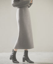 予約販売12月中旬発送　裏起毛タイトニットスカートsdp8041 グレー