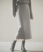 予約販売12月中旬発送　裏起毛タイトニットスカートsdp8041 グレー