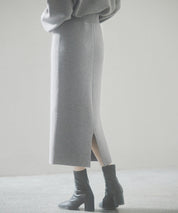 予約販売12月中旬発送　裏起毛タイトニットスカートsdp8041 グレー