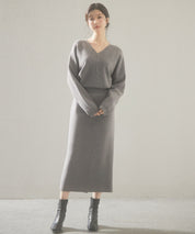 予約販売12月中旬発送　裏起毛タイトニットスカートsdp8041 グレー