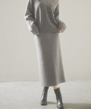 予約販売12月中旬発送　裏起毛タイトニットスカートsdp8041 グレー