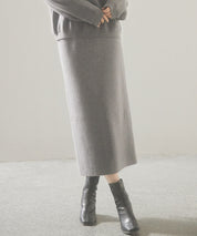 予約販売12月中旬発送　裏起毛タイトニットスカートsdp8041 グレー