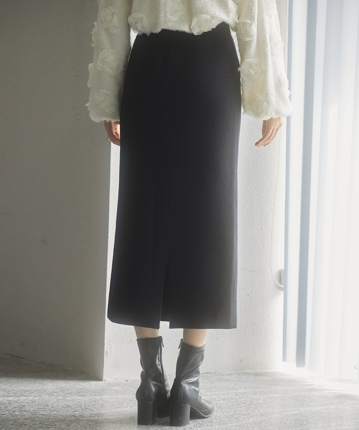 予約販売12月中旬発送　裏起毛タイトニットスカートsdp8041 ブラック