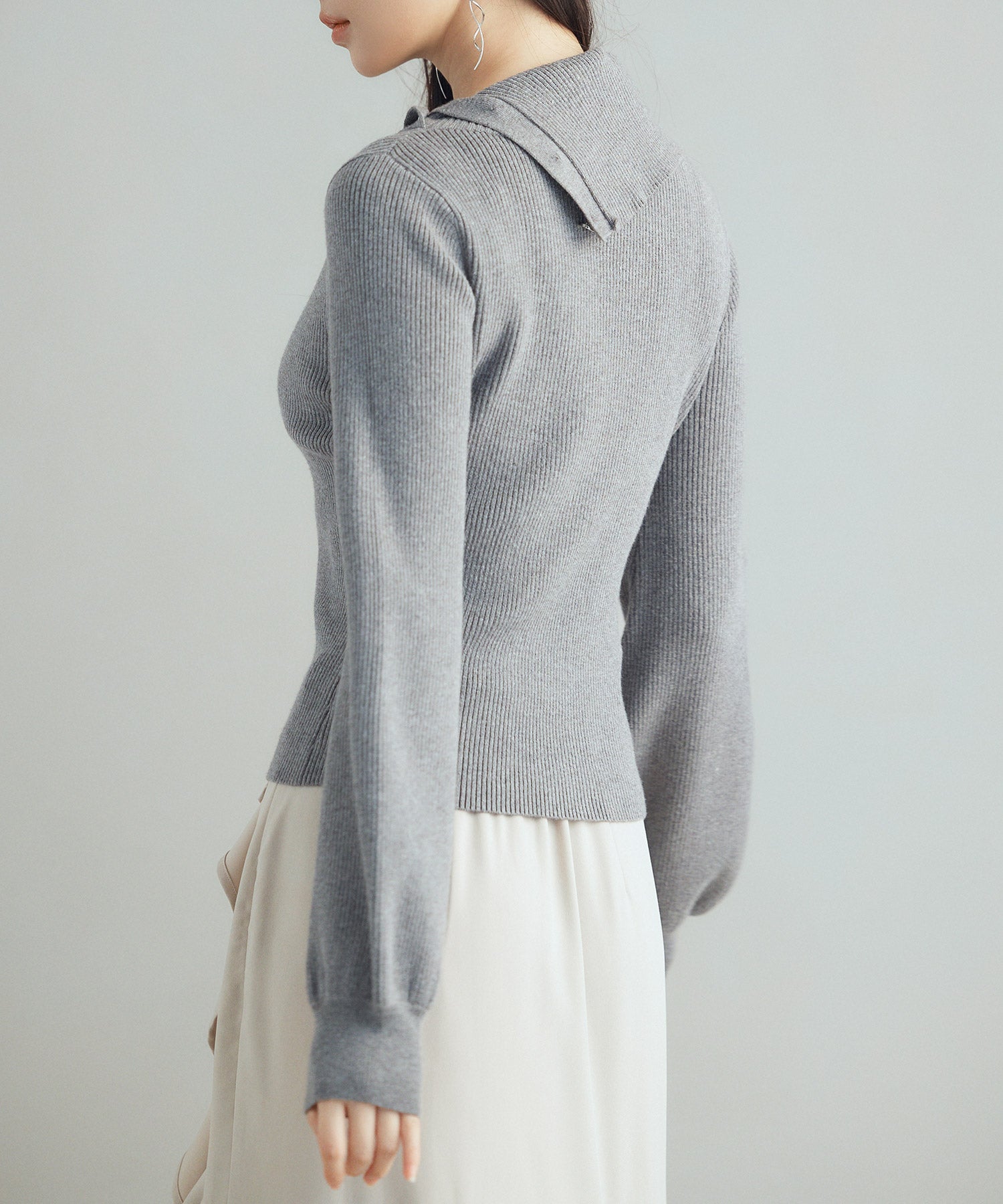 ポワン袖2wayネックニットプルオーバーsdp8046 チャコール – [公式