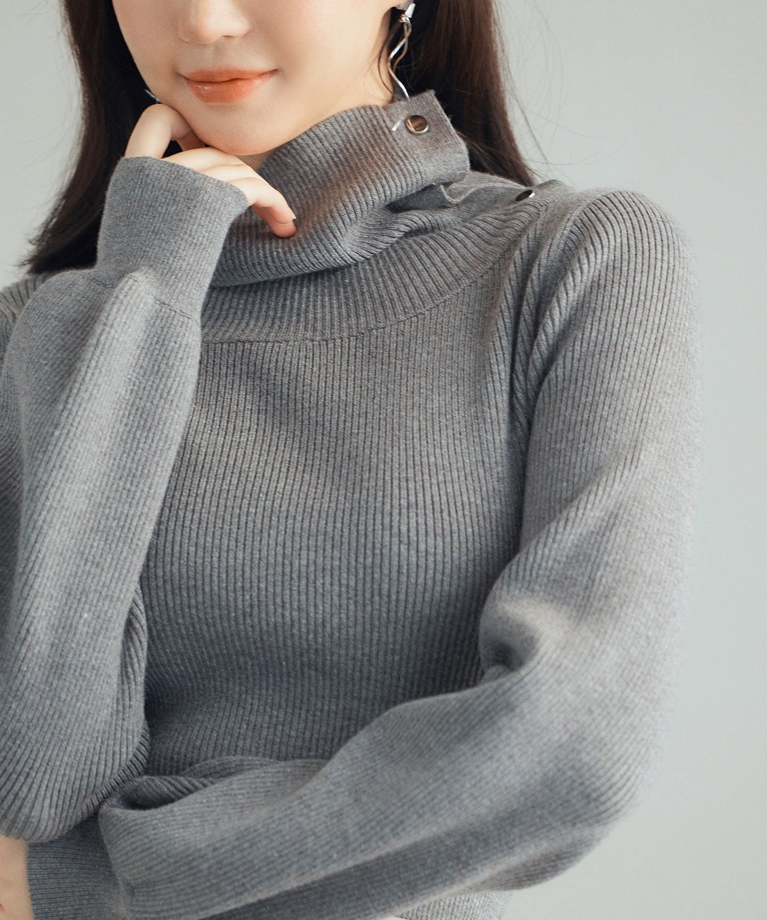 ポワン袖2wayネックニットプルオーバーsdp8046 チャコール – [公式