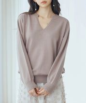 キーネックドロップショルダーニットsdp8047 モカ