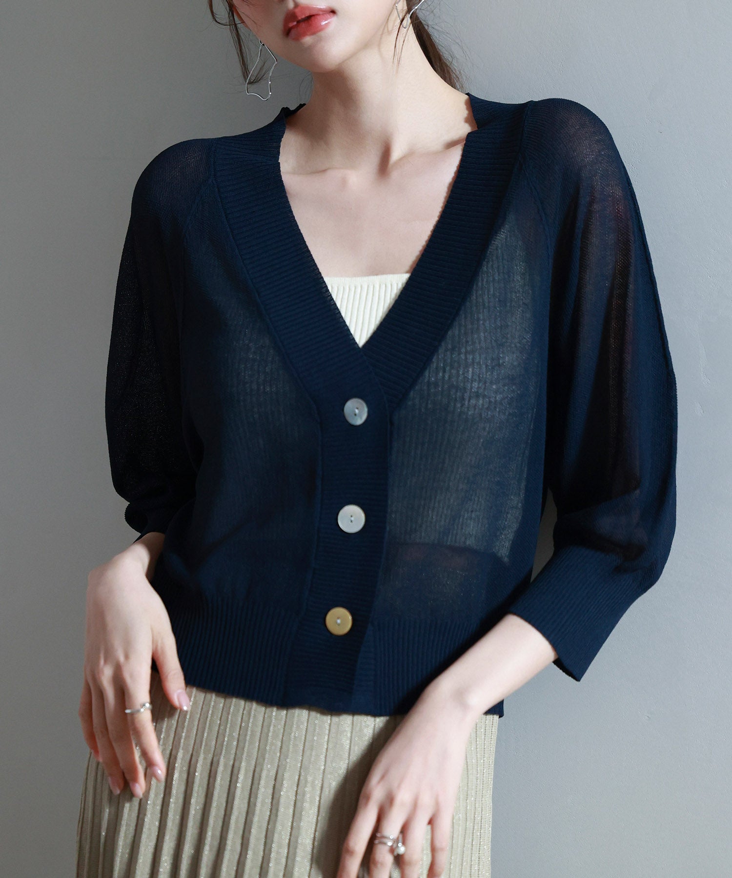 ラグランスリーブVネックカーディガンsdp8055 ネイビー – [公式]SAISON