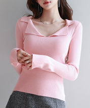 リブ編みポロネックニットプルオーバーsdp8059