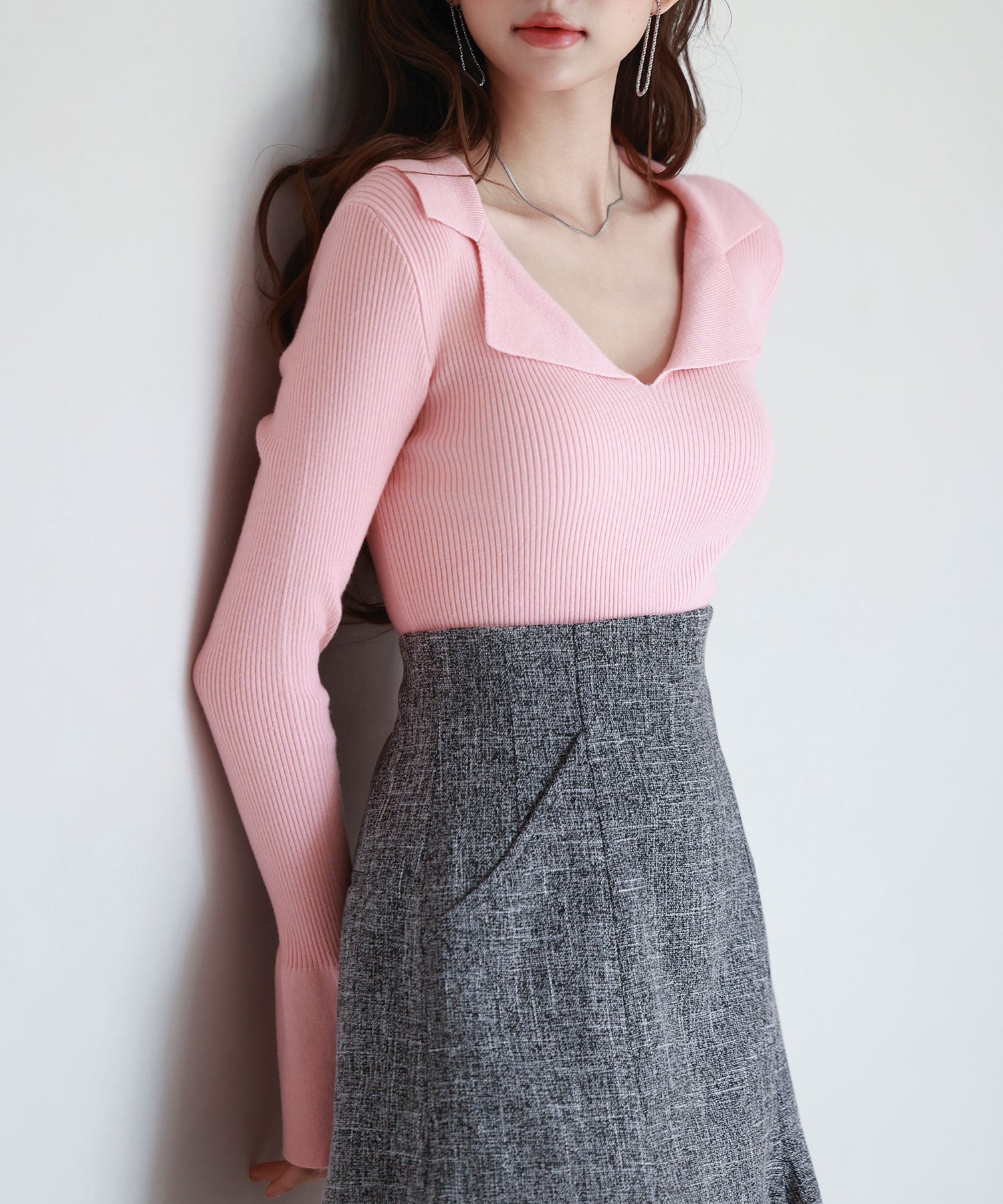 リブ編みポロネックニットプルオーバーsdp8059 ピンク – [公式]SAISON