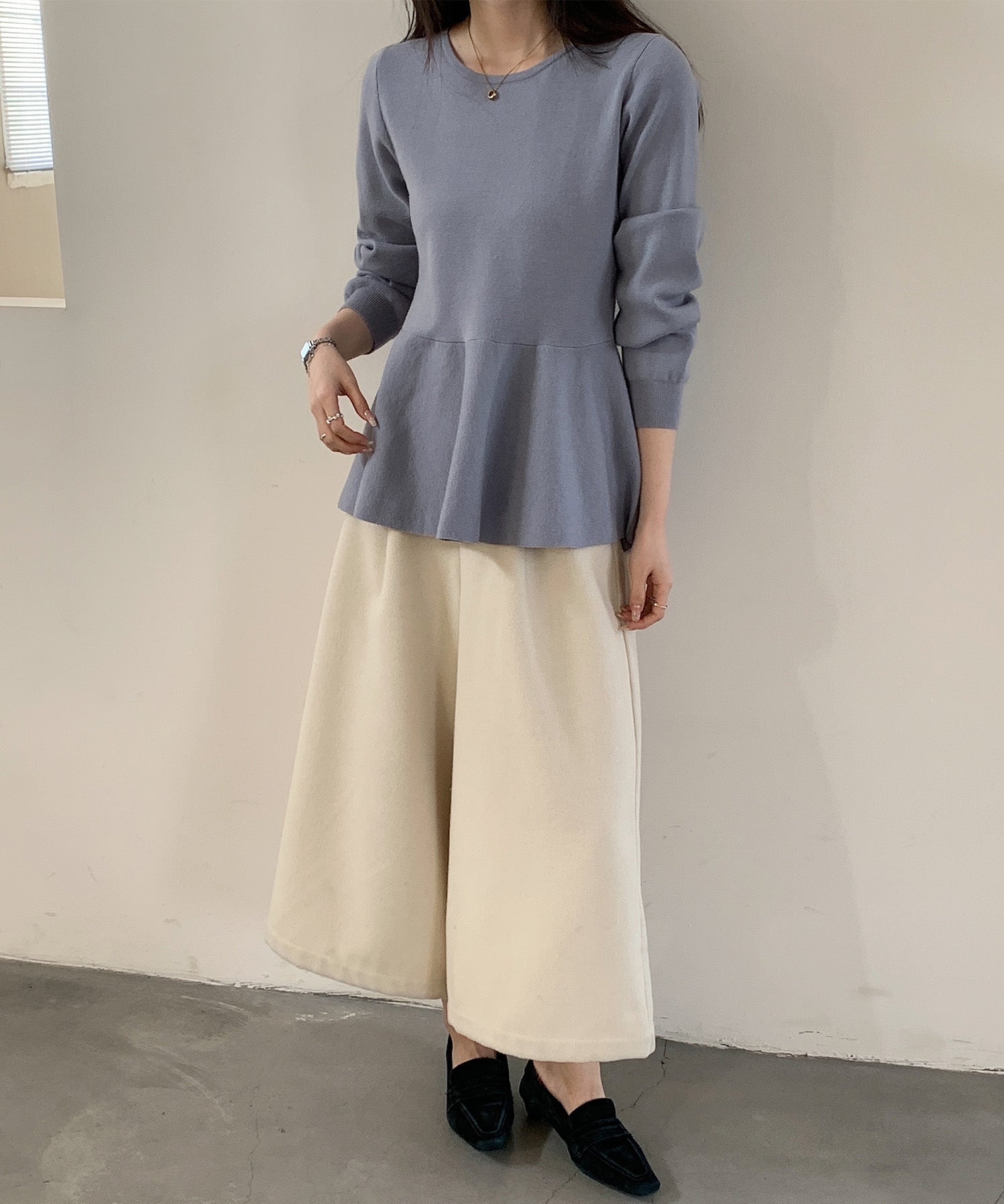 クルーネックペプラムニットトップスsdp8066b