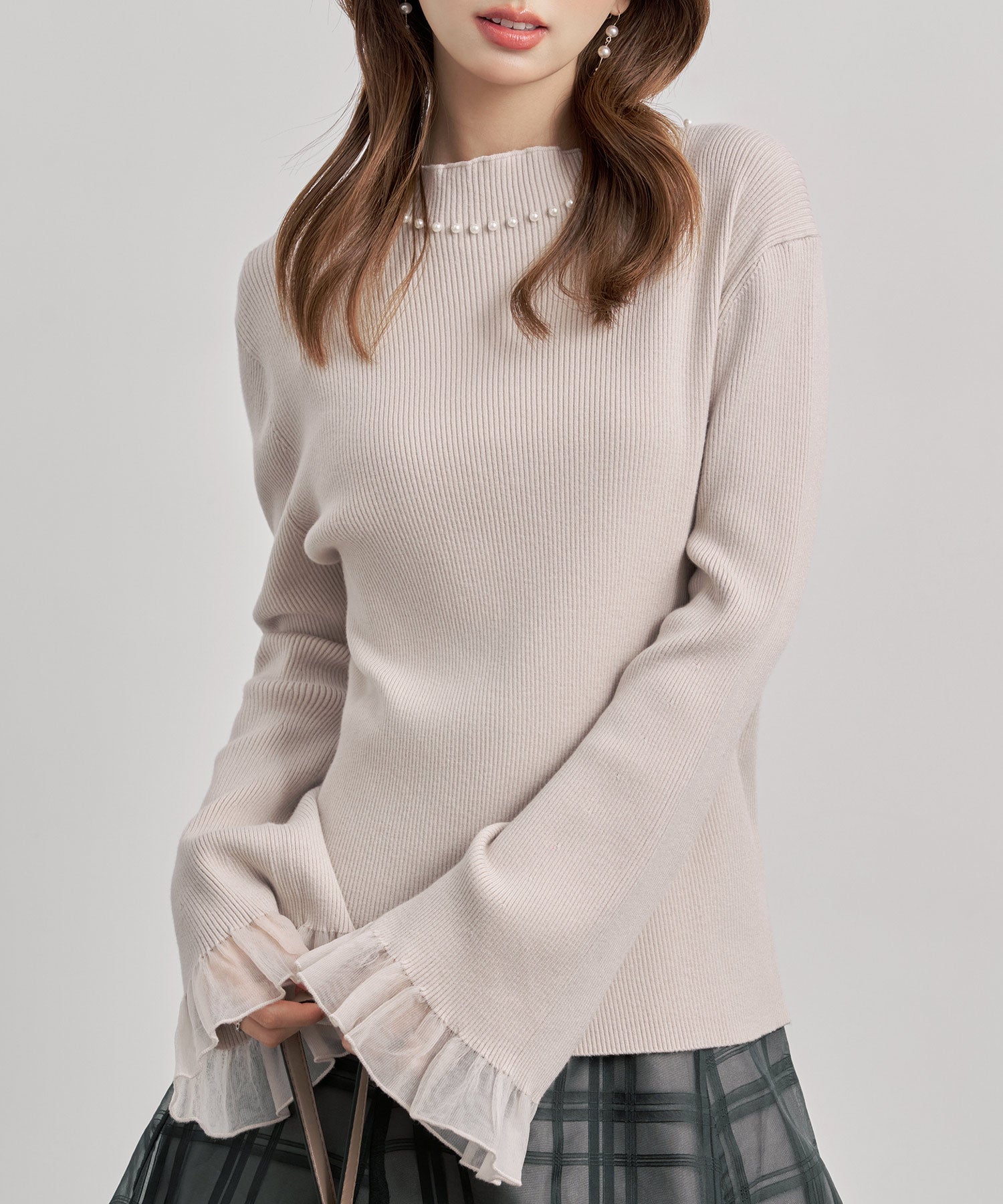 襟パール付リブ編みニットトップス
sdp8069-102-14