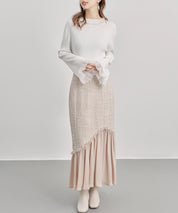 襟パール付リブ編みニットトップス
sdp8069 アイボリー