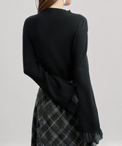 襟パール付リブ編みニットトップス
sdp8069 ブラック