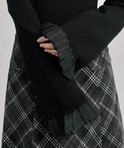 襟パール付リブ編みニットトップス
sdp8069 ブラック