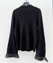 襟パール付リブ編みニットトップス
sdp8069 ブラック