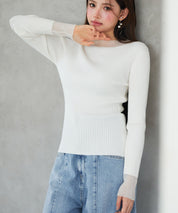 シア－ドッギング長袖リブニットトップス ｜ 全6色 × 3サイズ