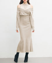 ドッキングカシュクールマーメイドニットワンピースsdp8077-102-14