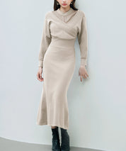 ドッキングカシュクールマーメイドニットワンピースsdp8077 ベージュ