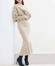 ドッキングカシュクールマーメイドニットワンピースsdp8077 ベージュ