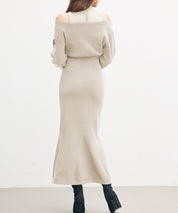 ドッキングカシュクールマーメイドニットワンピースsdp8077 ベージュ