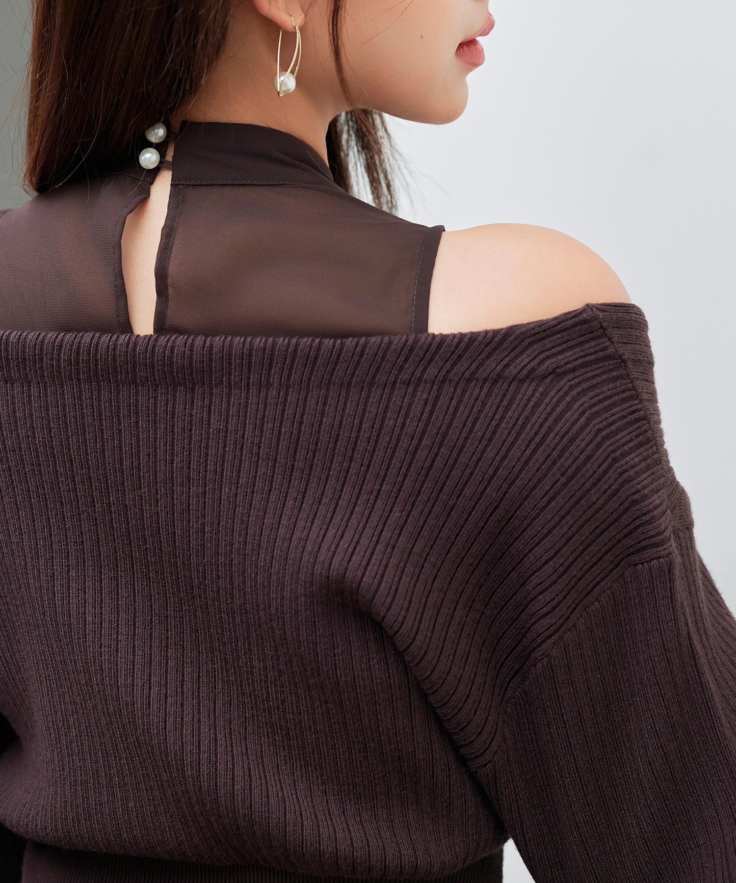 ドッキングカシュクールマーメイドニットワンピースsdp8077 チョコ