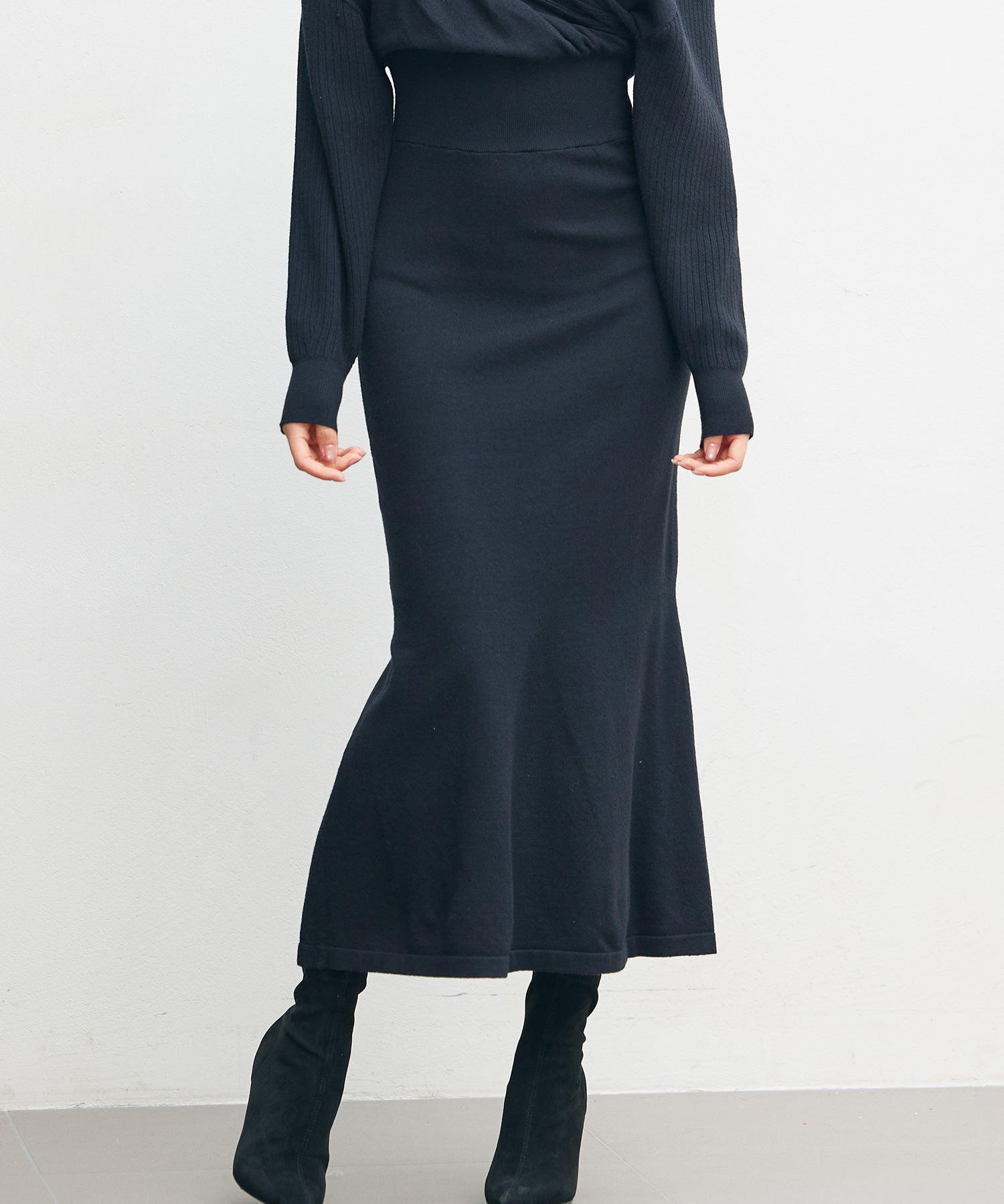 ドッキングカシュクールマーメイドニットワンピースsdp8077 ブラック