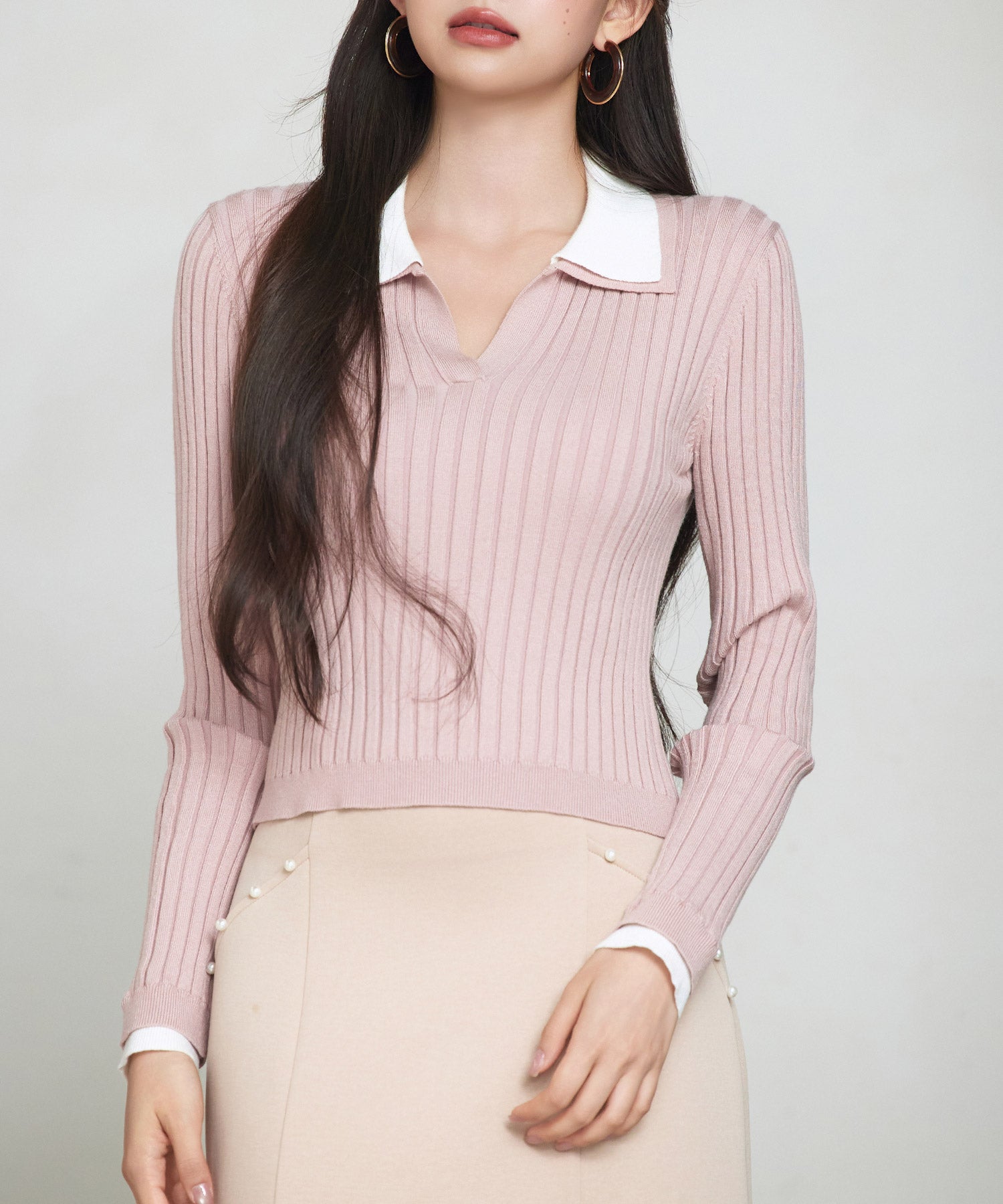 レイヤー配色カラーリブニットsdp8083 ピンク – [公式]SAISON DE