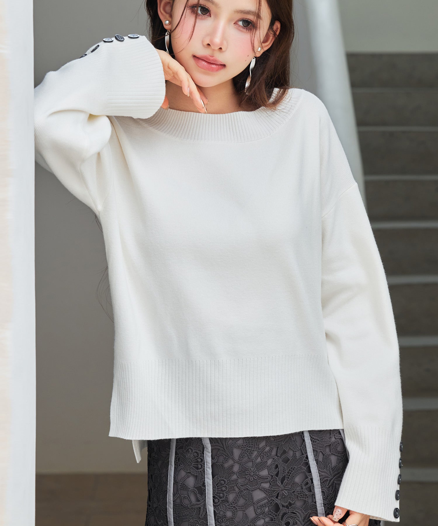 ドロップド・ショルダーショート丈セーター sdp8088 アイボリー