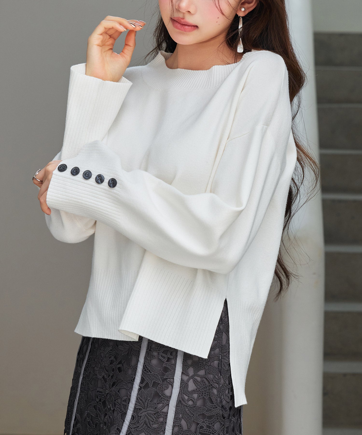 ドロップド・ショルダーショート丈セーター sdp8088 アイボリー