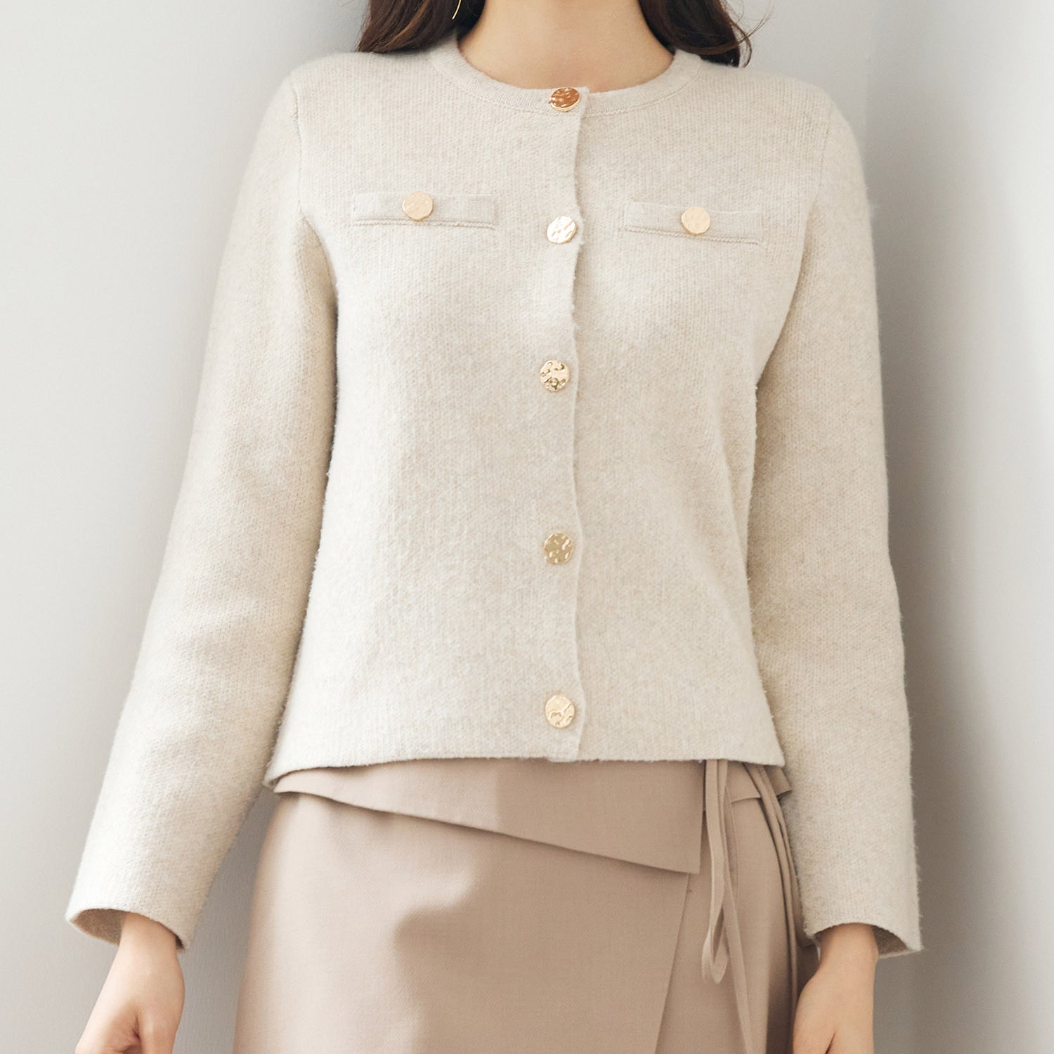 ノーカラーショート丈ニットカーディガンsdp8092-103-14