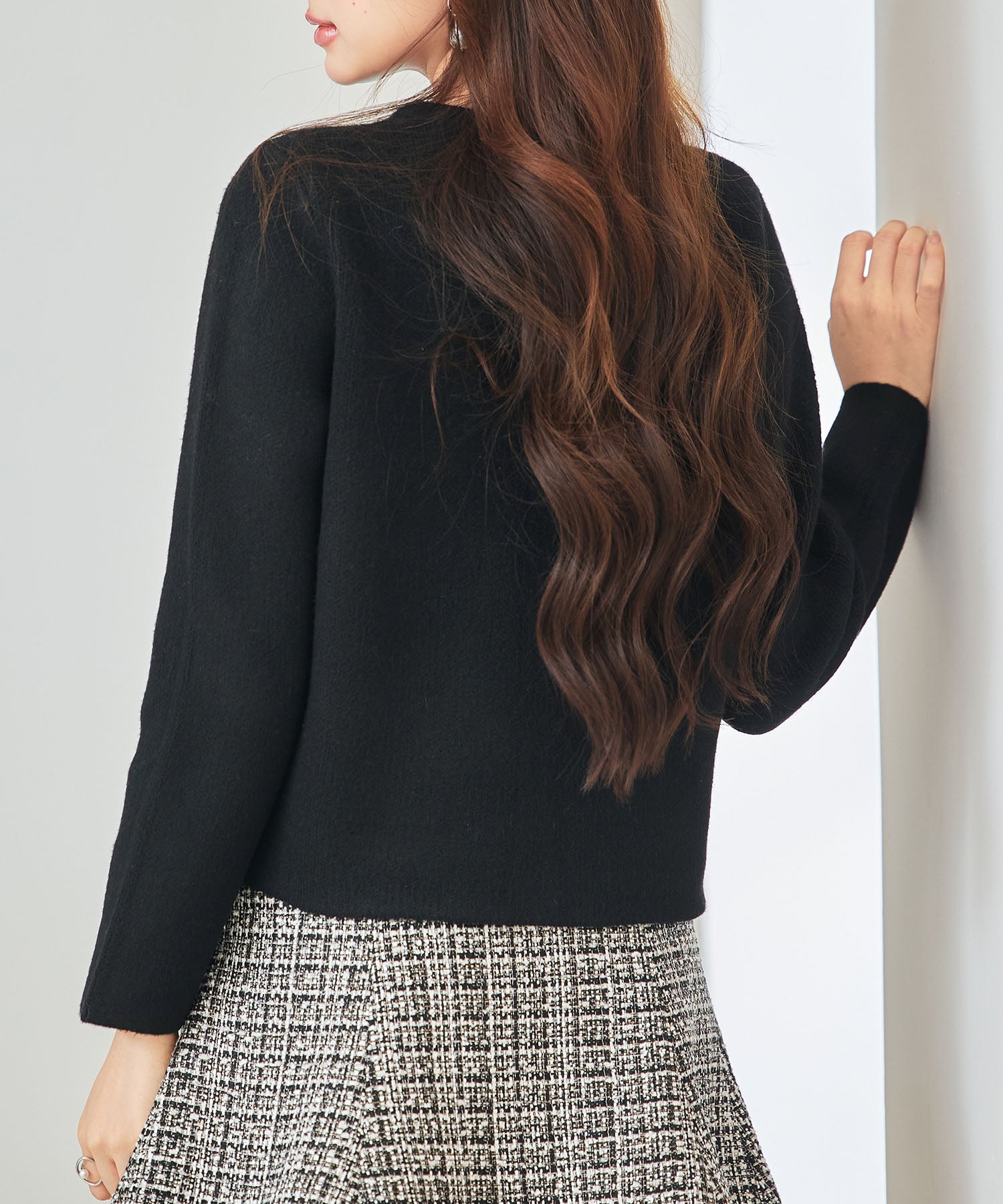 ノーカラーショート丈ニットカーディガンsdp8092 ブラック – [公式