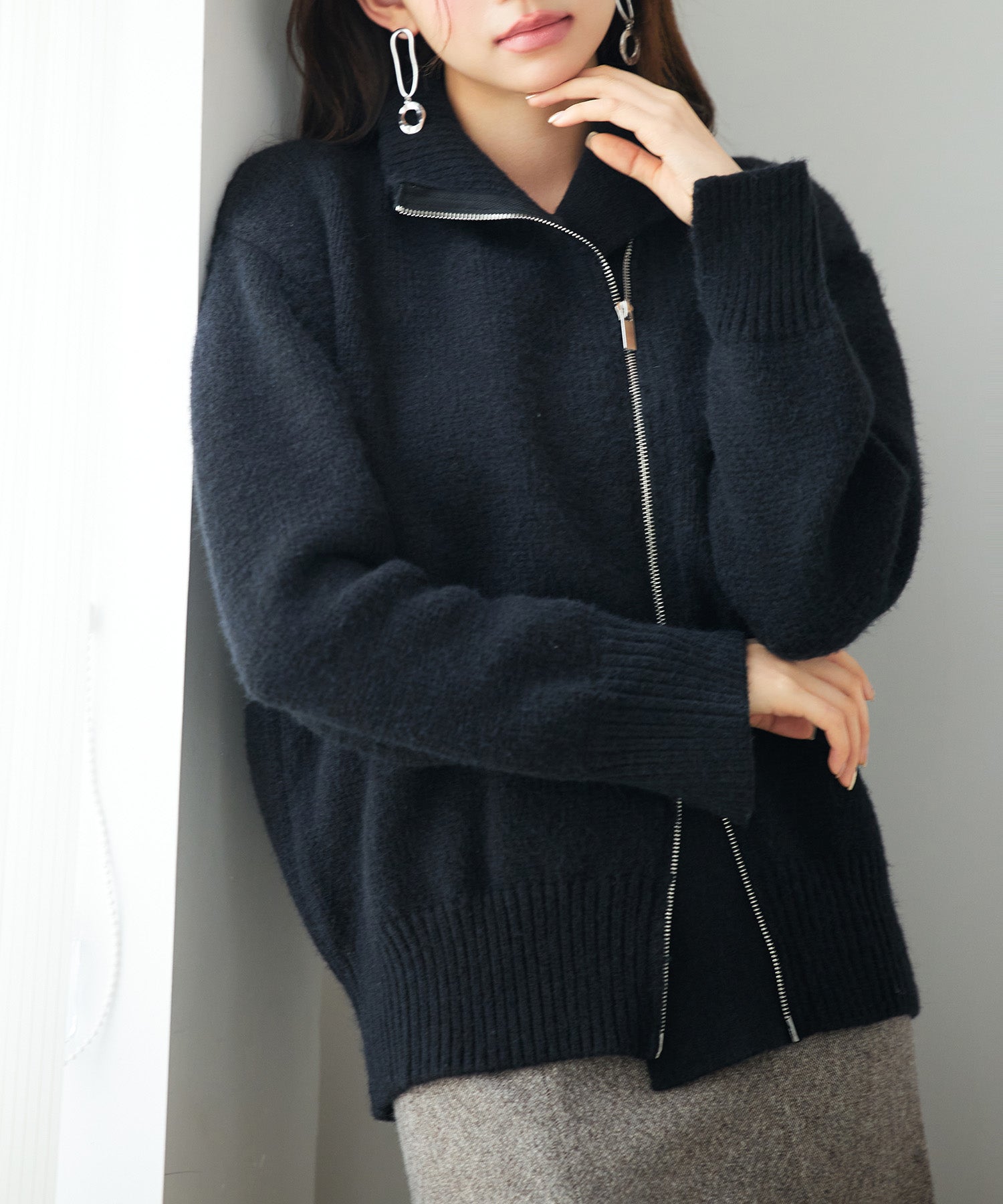 archivio ブルゾン　サイズM ニットオープンフアスナーブルゾン/セーターsdp8097 ブラック – [公式