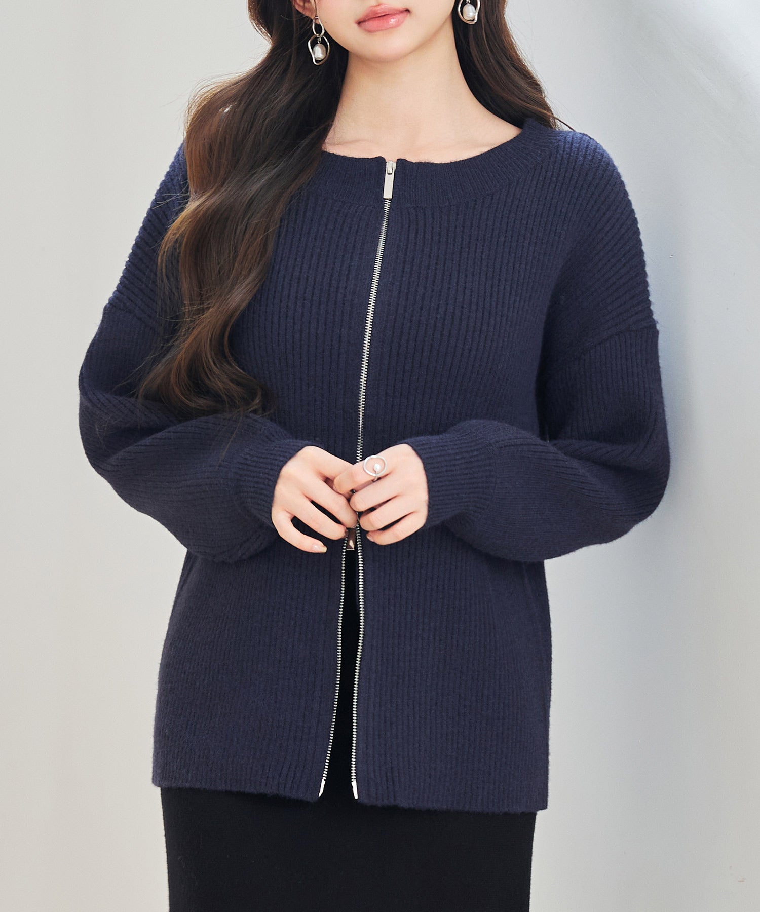 3WAYダブルジップニットカーディガンsdp8102 ネイビー – [公式]SAISON