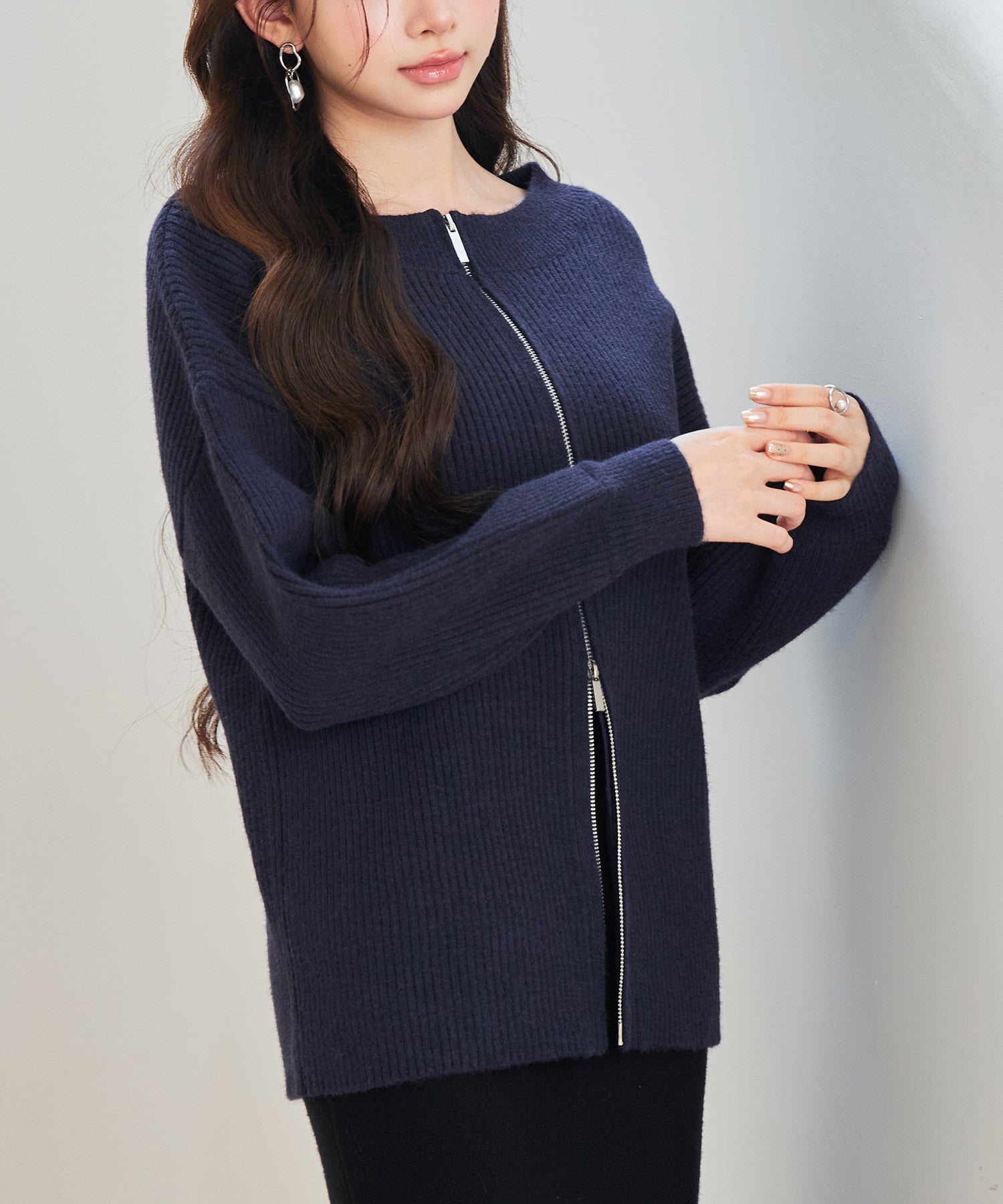 3WAYダブルジップニットカーディガンsdp8102 ネイビー – [公式]SAISON