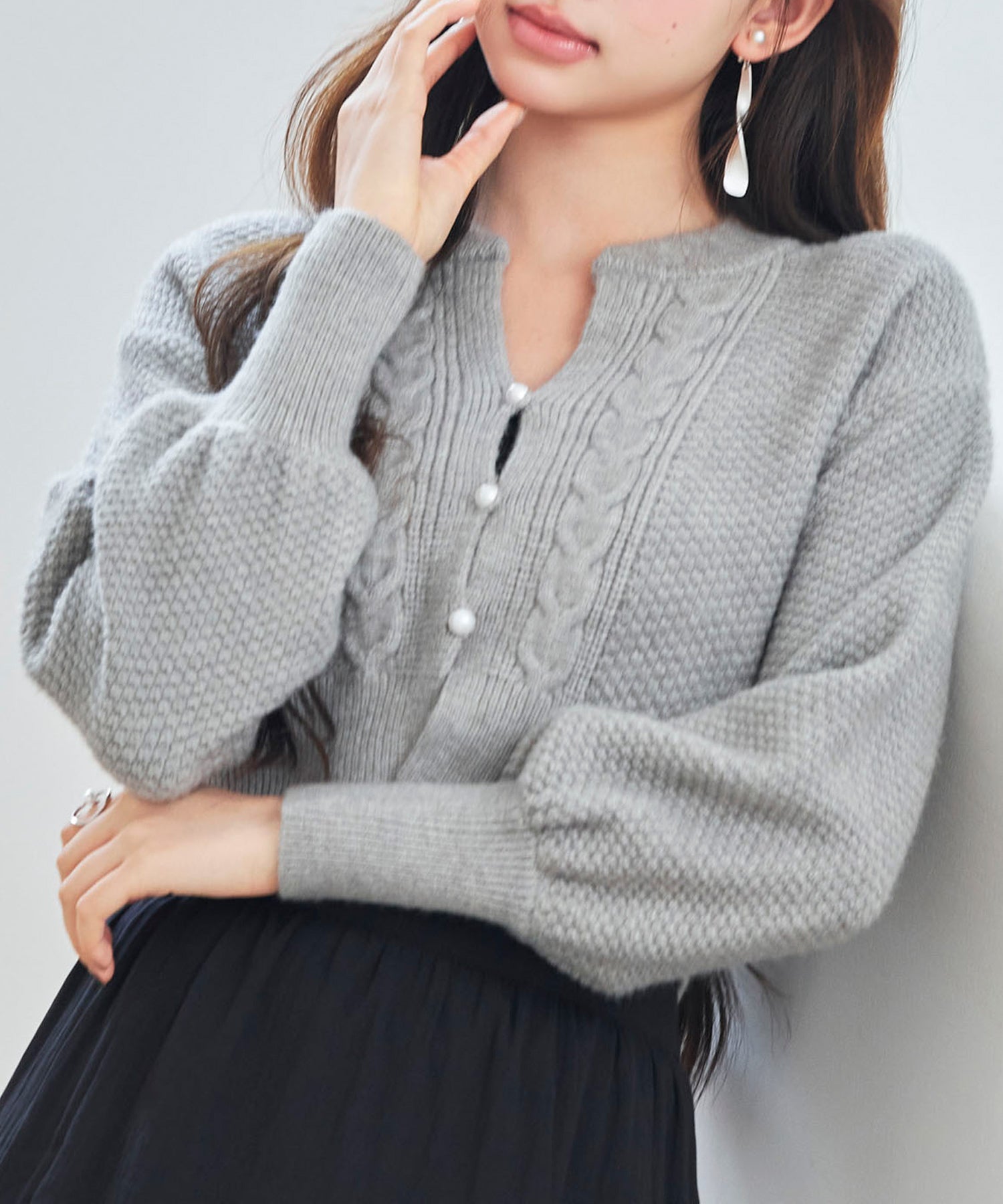 バルキー・ニットショート丈カーディガン sdp8108 グレー – [公式