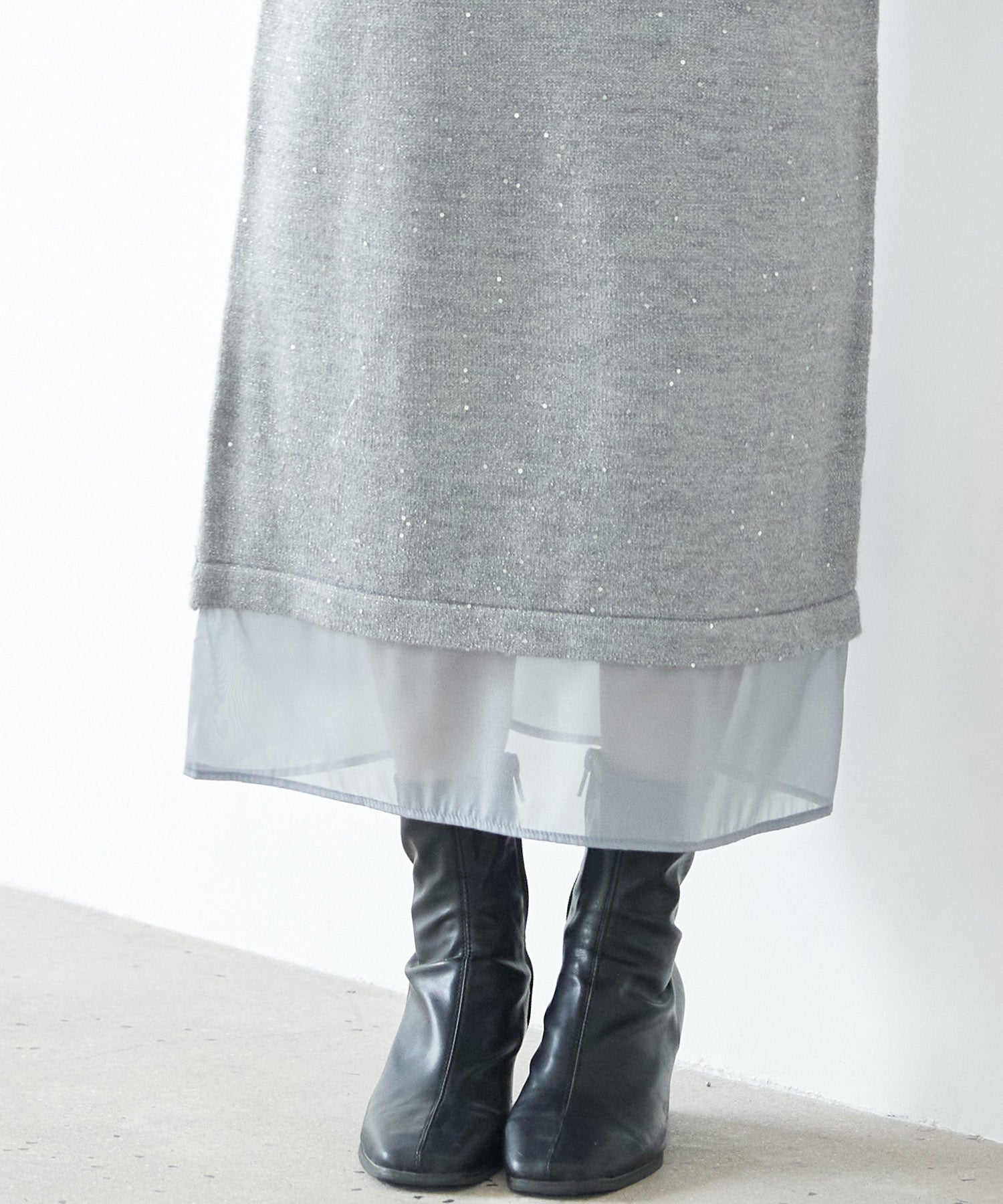 裾透けタイトニットロングスカートsdp8109 グレー – [公式]SAISON DE