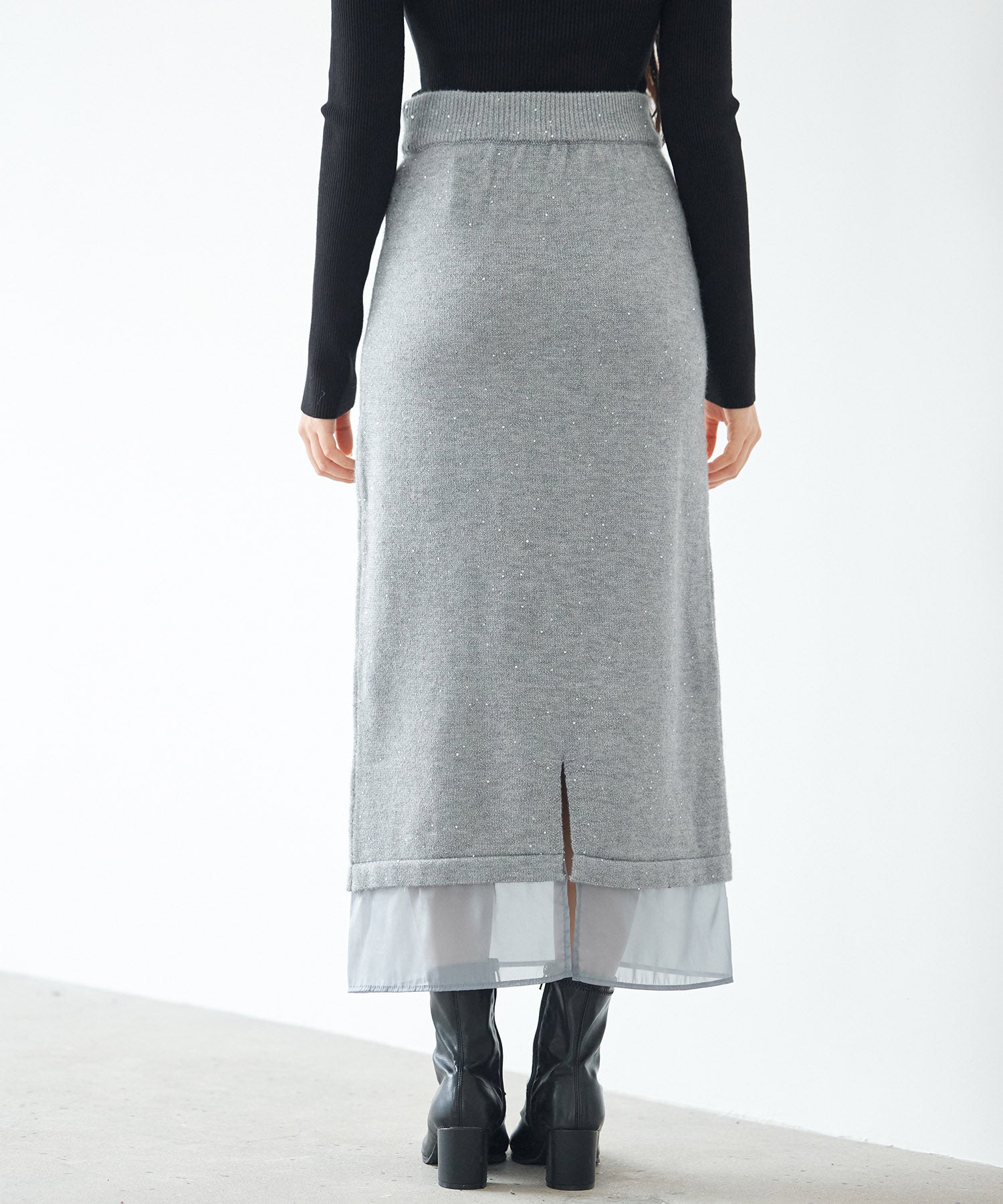 裾透けタイトニットロングスカートsdp8109 グレー – [公式]SAISON DE