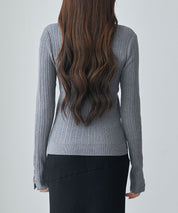 ランダムテレコ編み2枚風ニットトッブスsdp8112 グレー