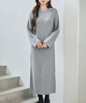 前後リバーシブル畦編みリブニットワンピースsdp8115 グレー