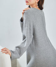 前後リバーシブル畦編みリブニットワンピースsdp8115 グレー
