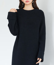 前後リバーシブル畦編みリブニットワンピースsdp8115 ブラック