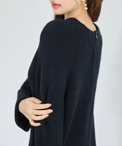 前後リバーシブル畦編みリブニットワンピースsdp8115 ブラック