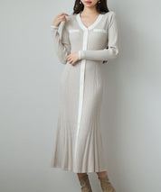 配色リブ編みニットミディ丈ワンピースsdp8116-103-14