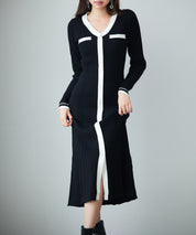 配色リブ編みニットミディ丈ワンピースsdp8116-103-8